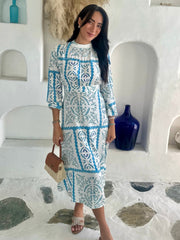 Sara Dress - Blue Tile