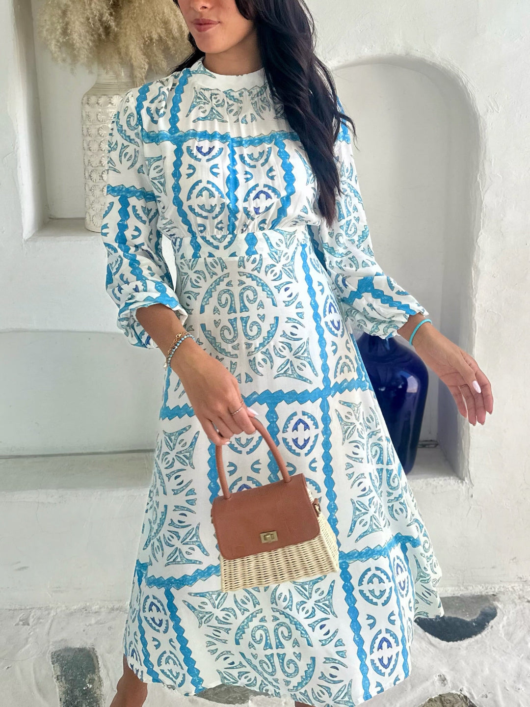 Sara Dress - Blue Tile