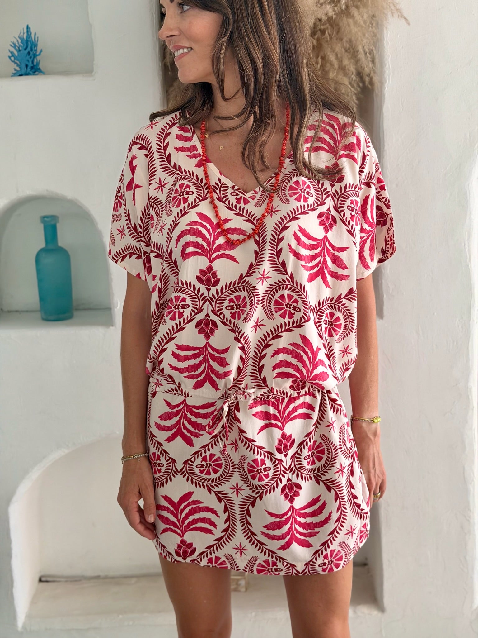 Talia Dress - Red Palm