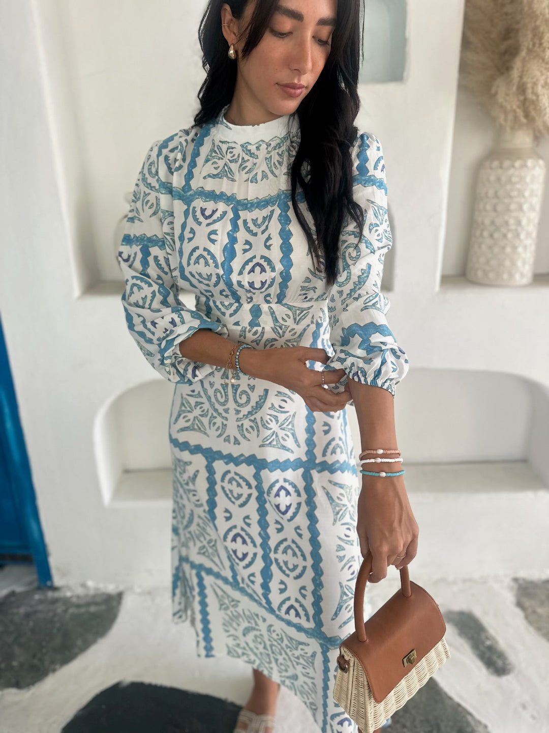 Sara Dress - Blue Tile