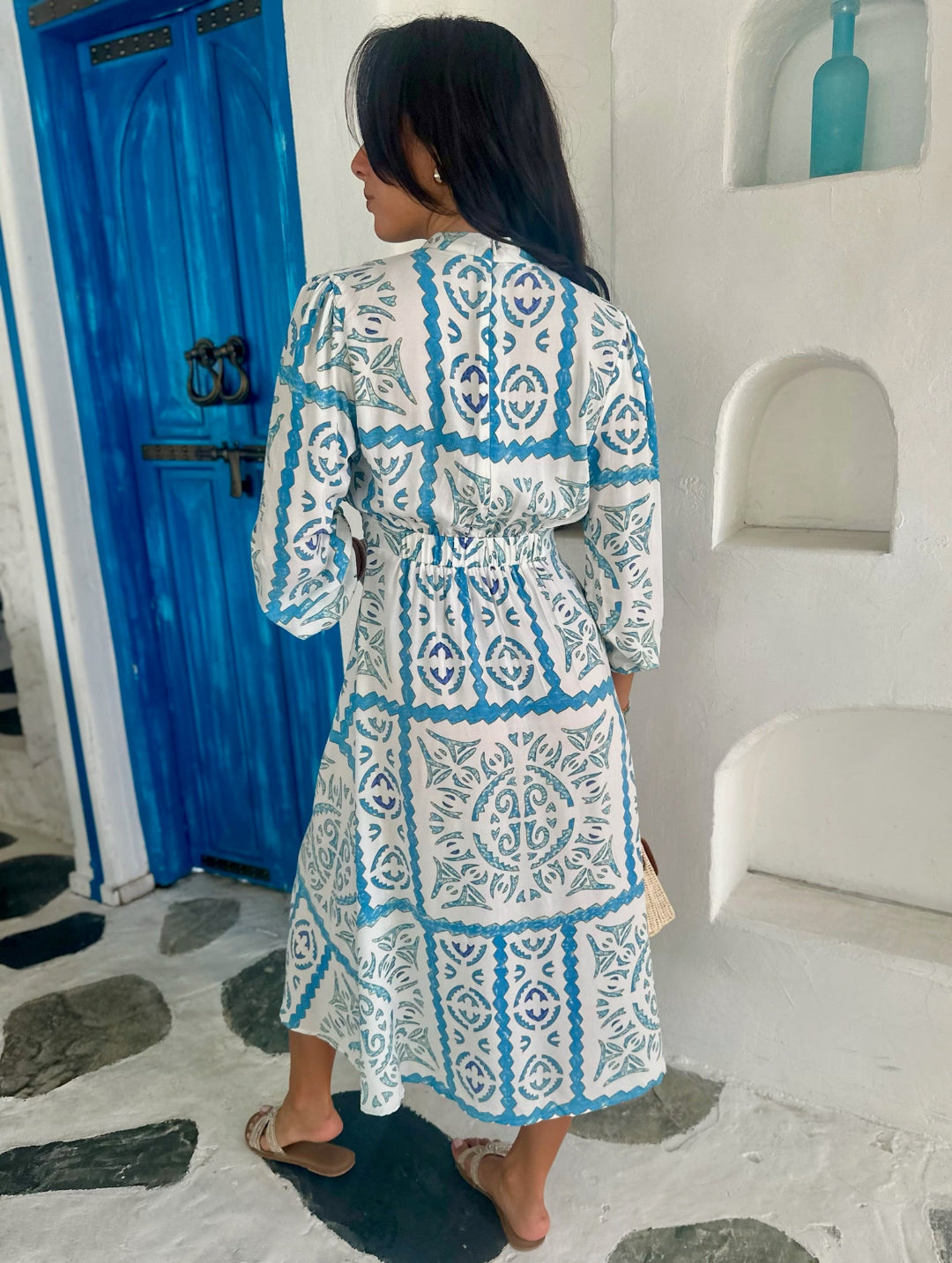 Sara Dress - Blue Tile