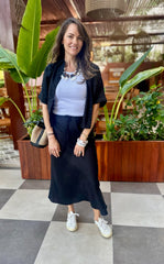 Long Linen Skirt - Black