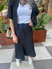Long Linen Skirt - Black