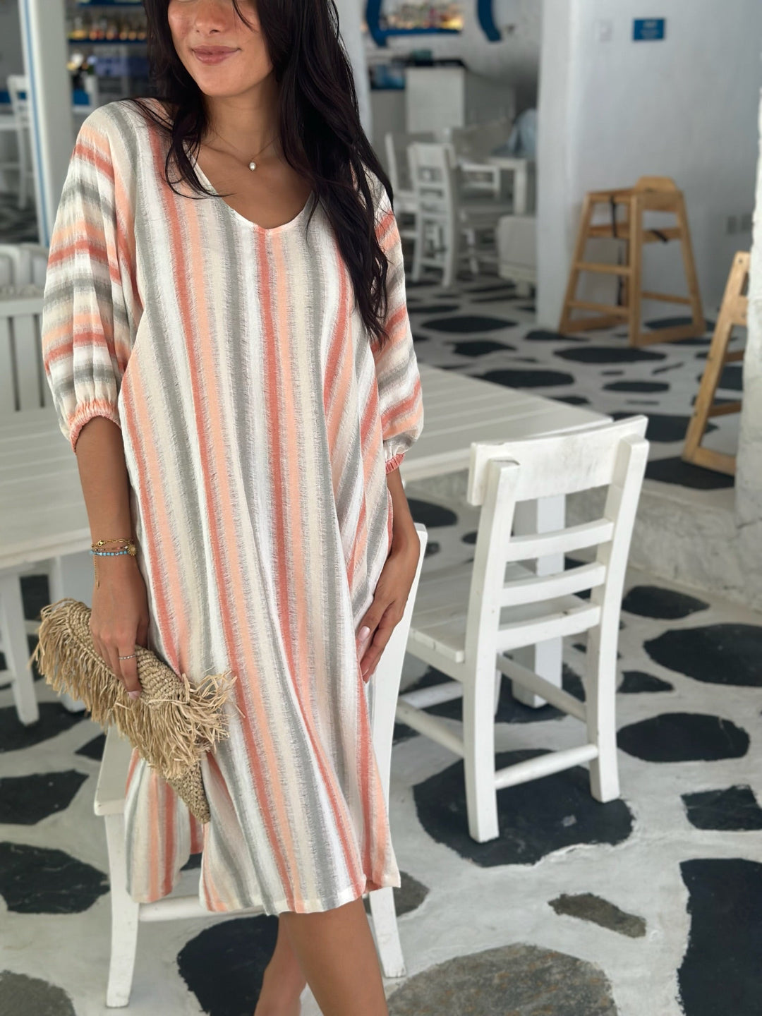 Lola Kaftan Linen - Tuscan Stripe