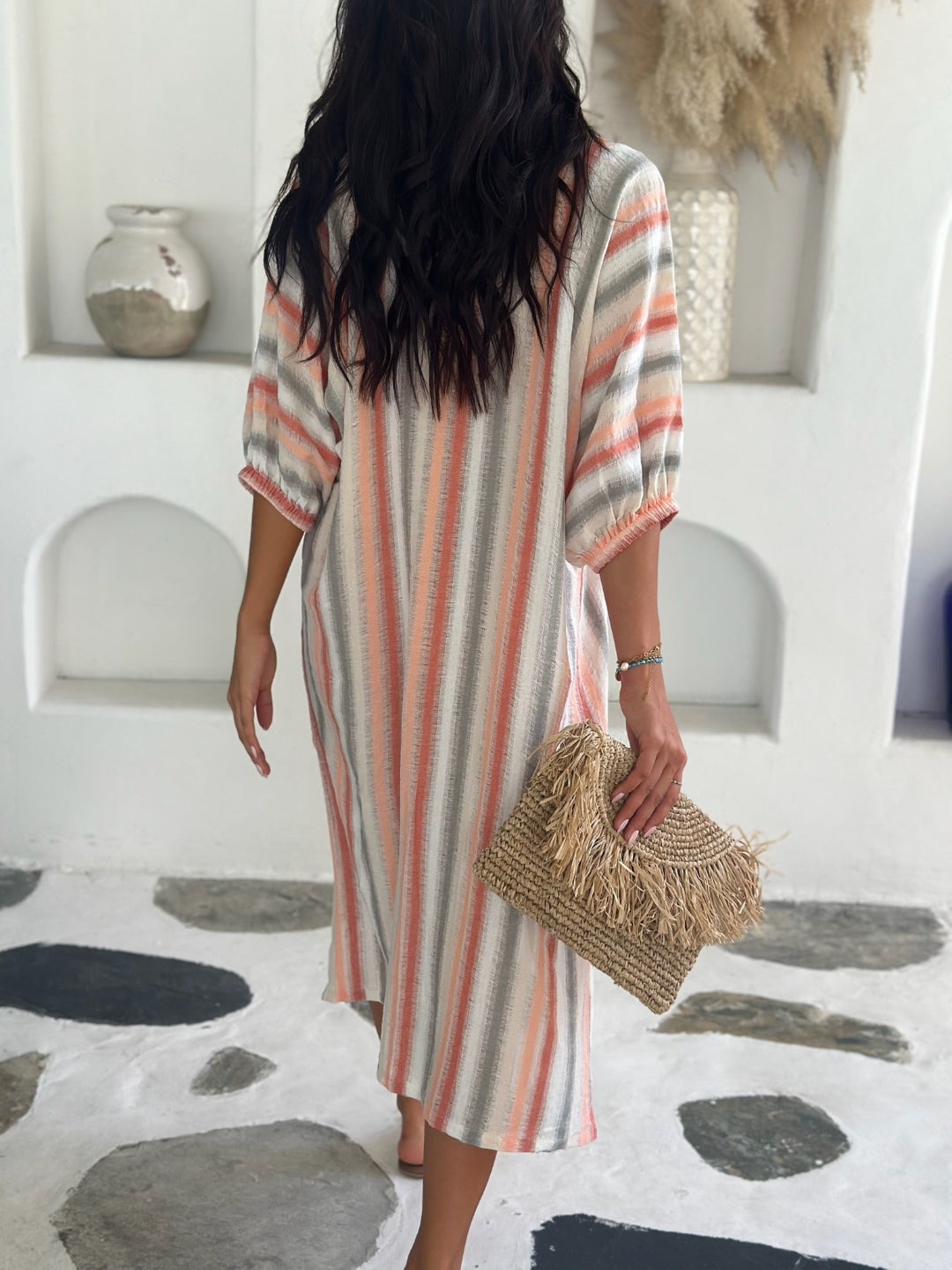 Lola Kaftan Linen - Tuscan Stripe