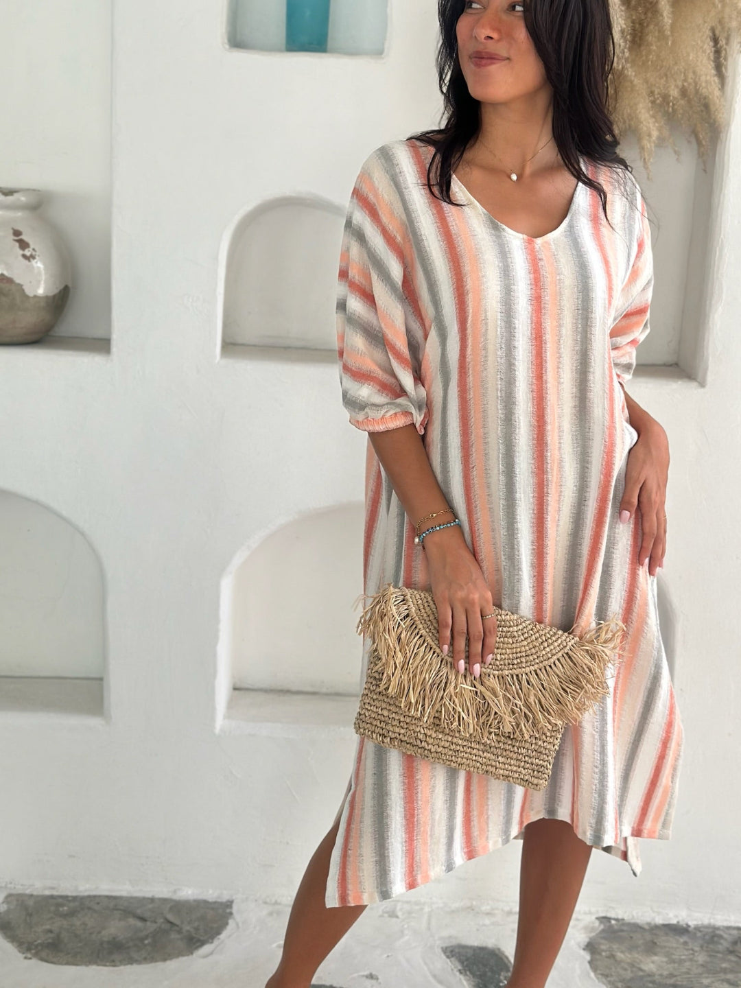 Lola Kaftan Linen - Tuscan Stripe
