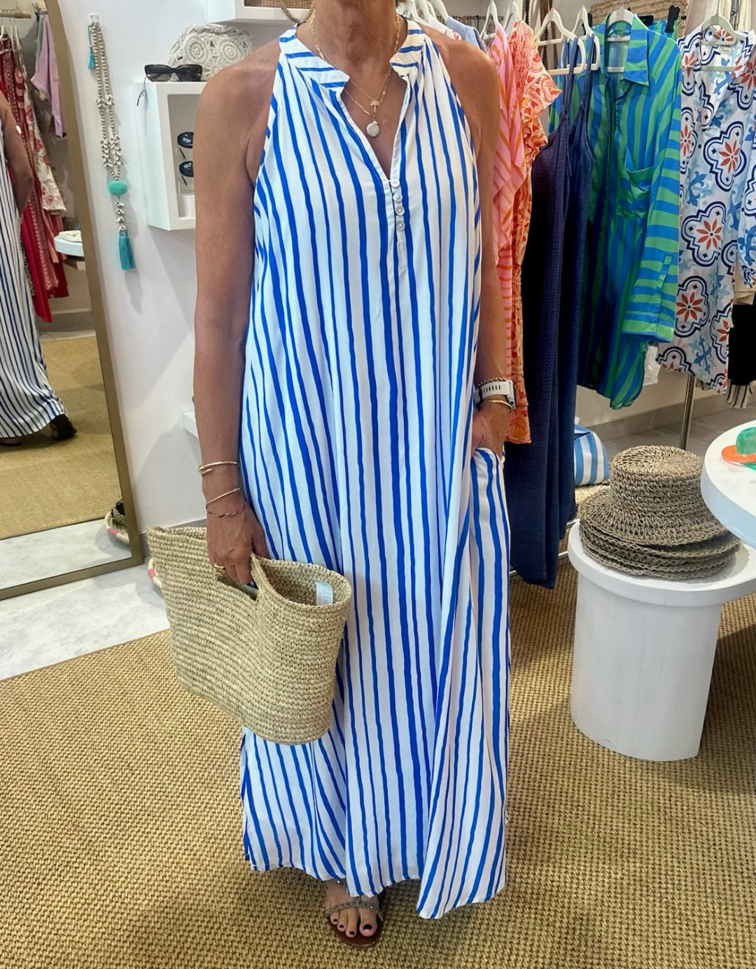 Remy Dress - Blue and White Stripe