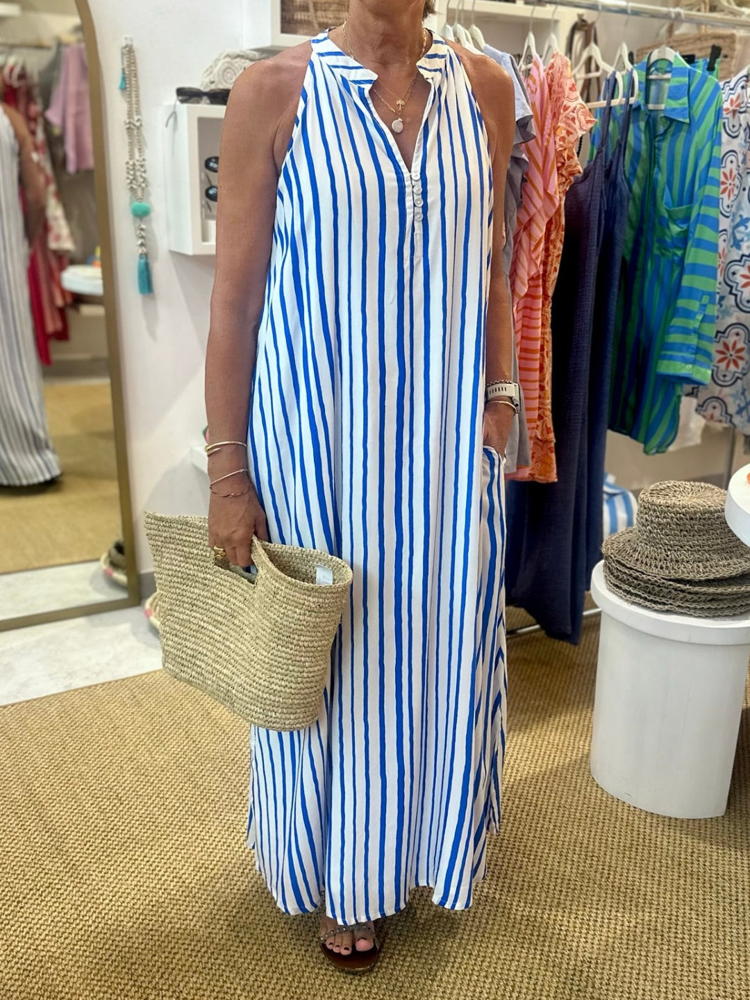 Remy Dress - Blue and White Stripe