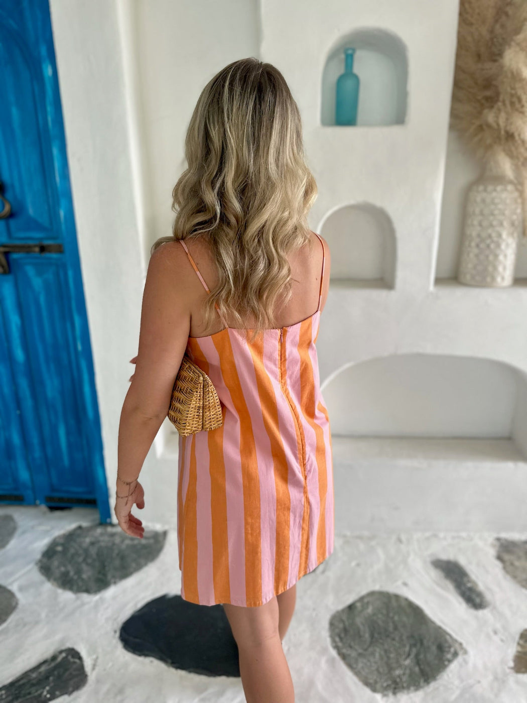 Luna Dress Cotton - Orange Stripe
