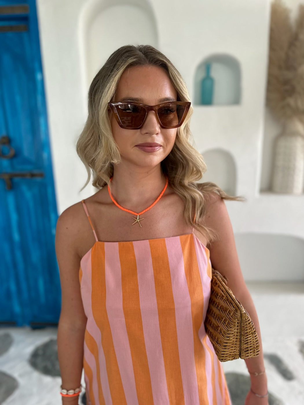 Luna Dress Cotton - Orange Stripe