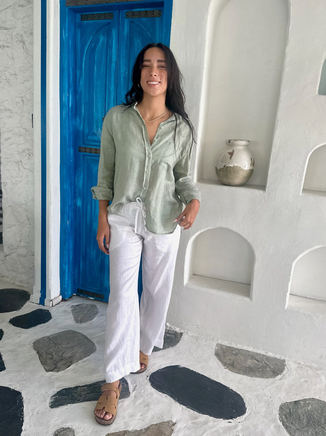 Linen Trousers - White
