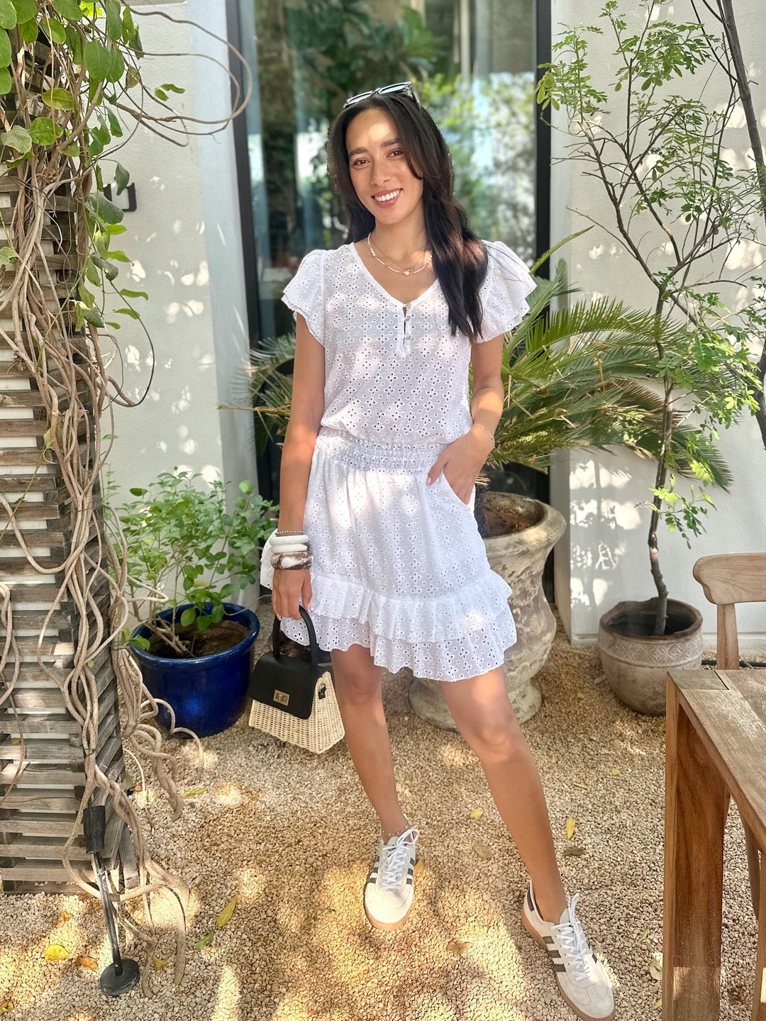Izzy Dress Broderie - White