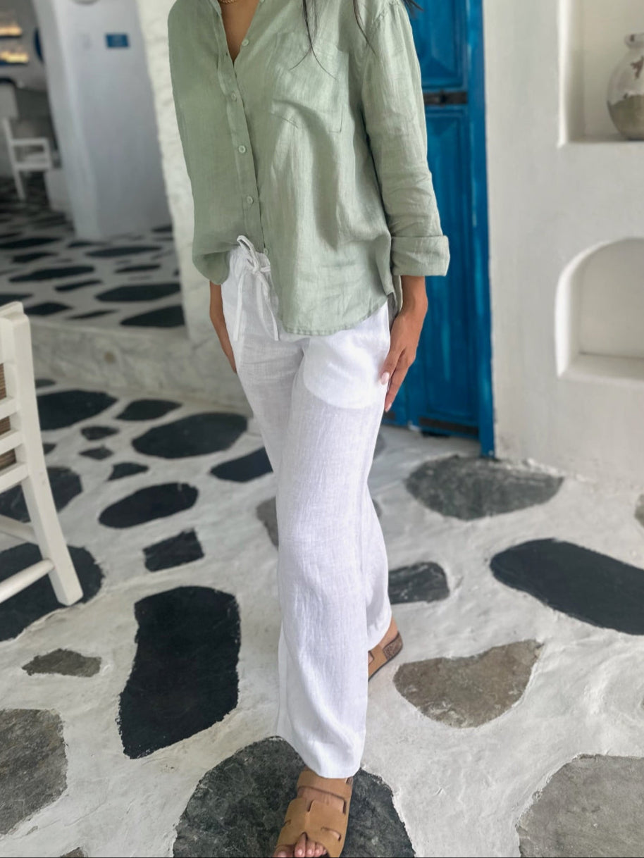 Linen Trousers - White