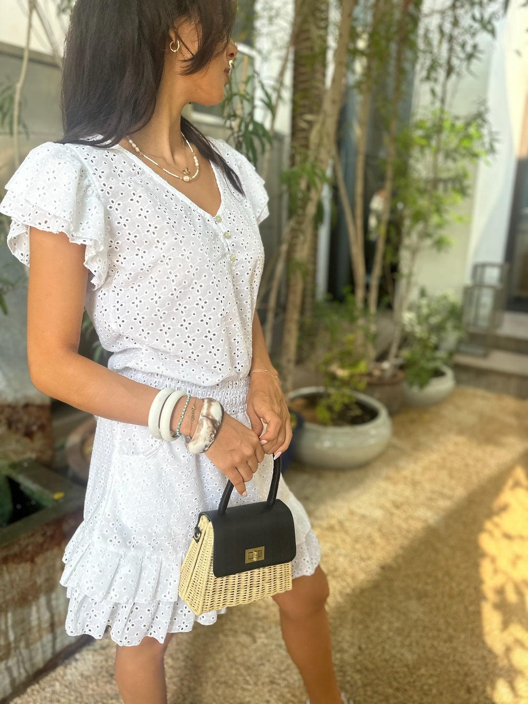 Izzy Dress Broderie - White