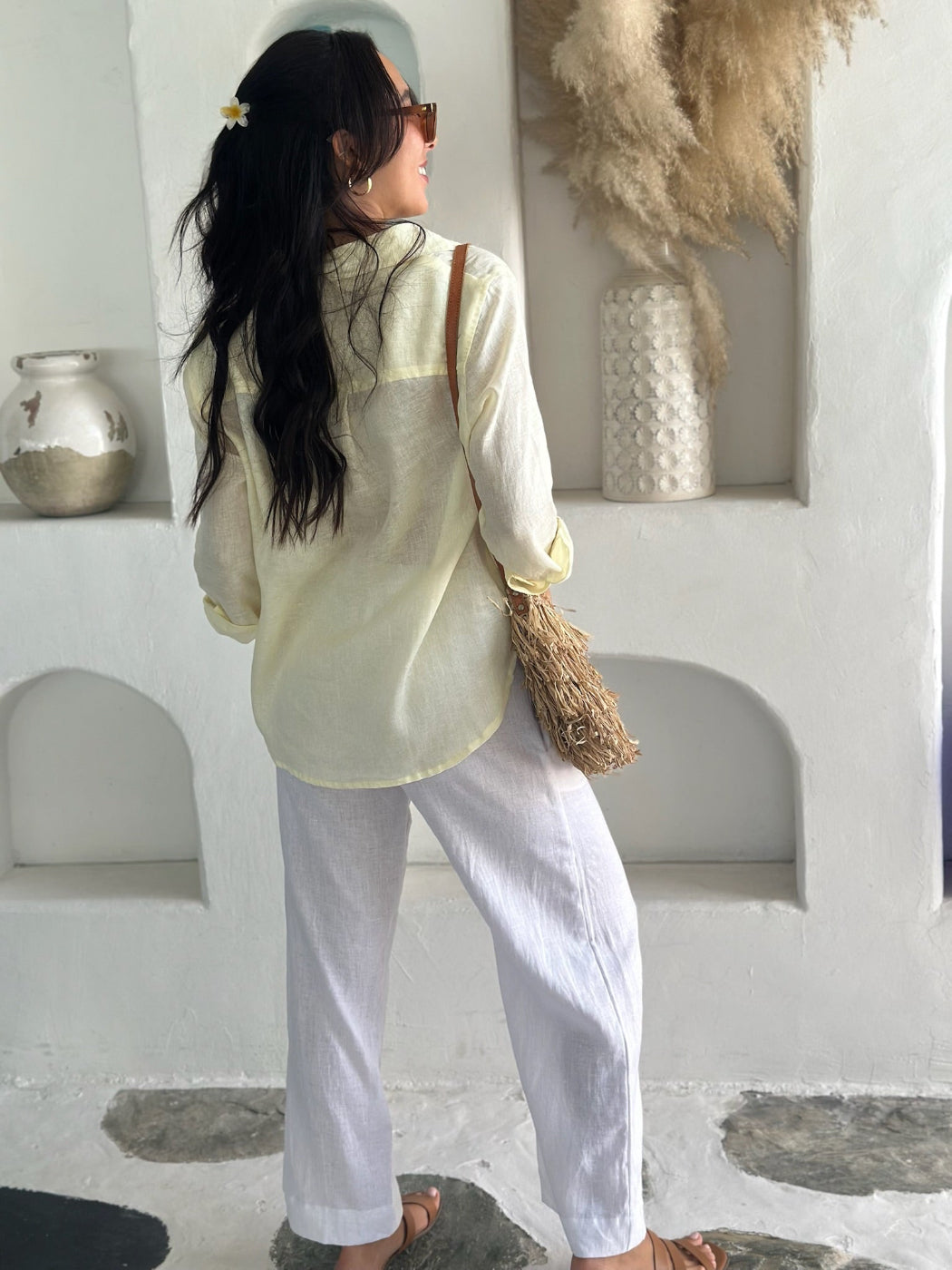 Long Sleeve Linen Shirt - Lemon