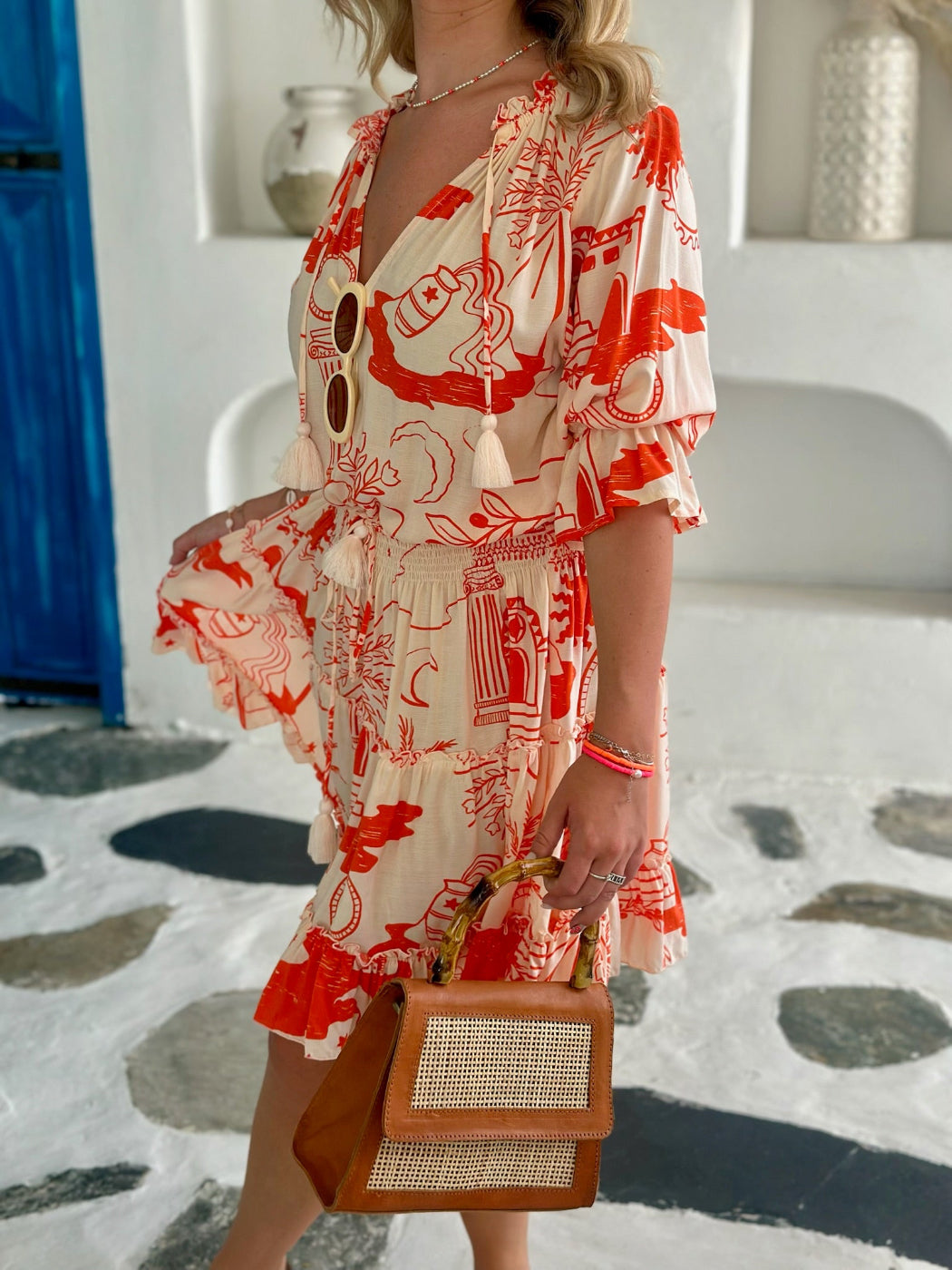 Gemma Dress - Orange Greek