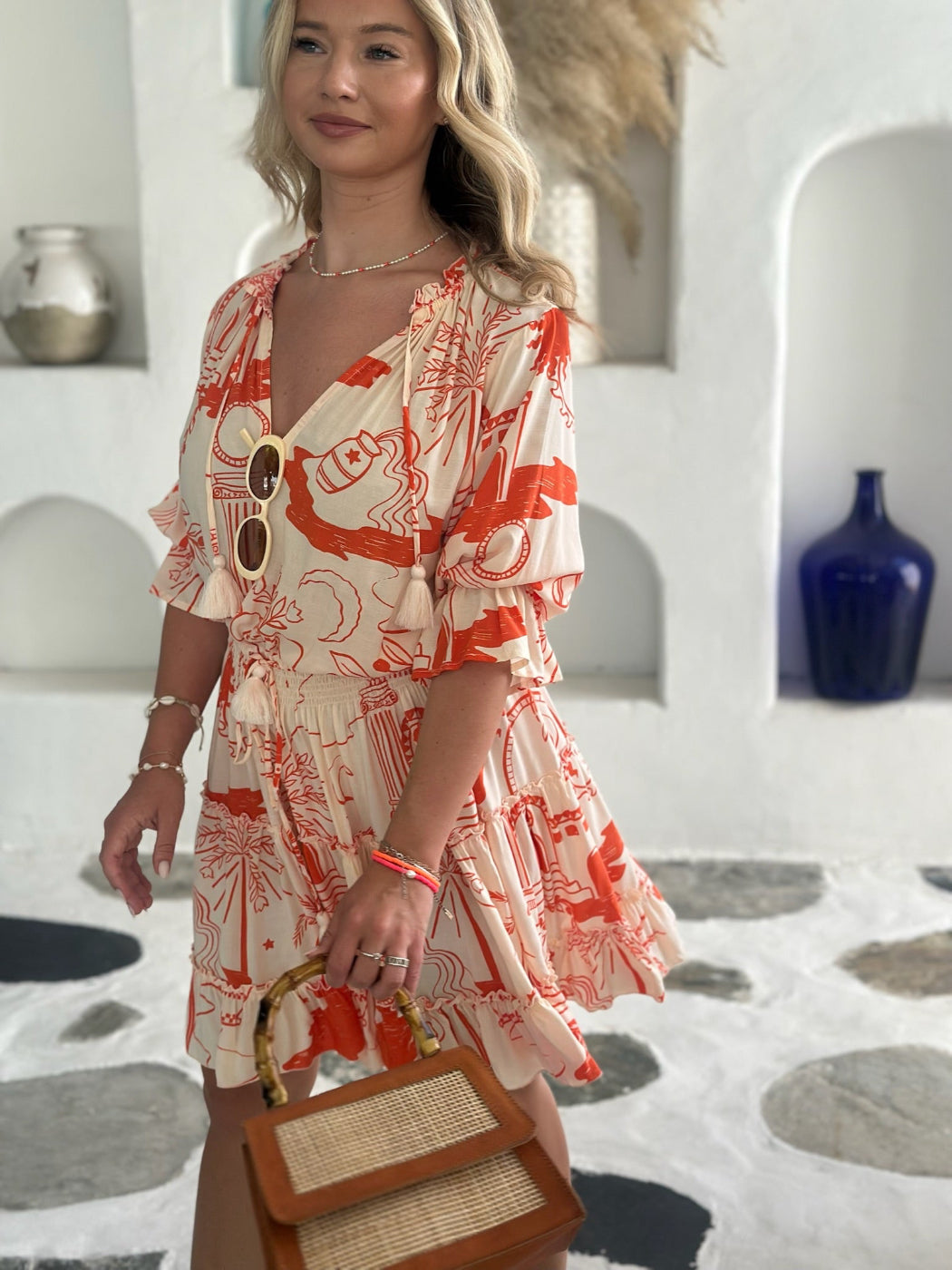 Gemma Dress - Orange Greek
