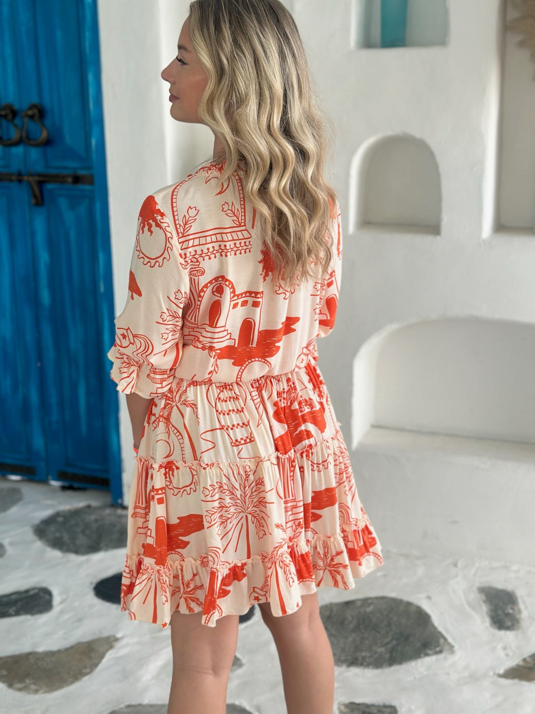 Gemma Dress - Orange Greek