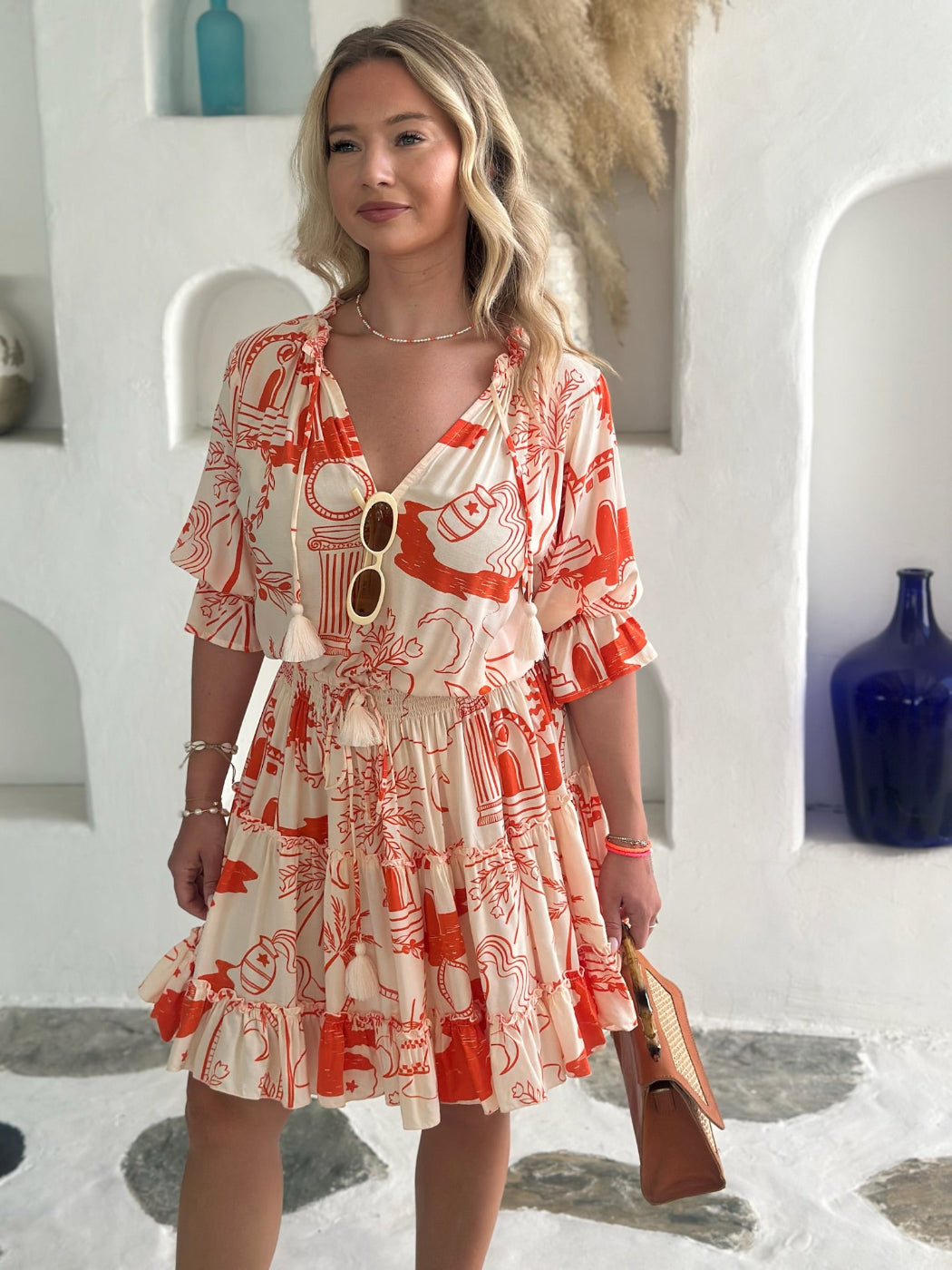 Gemma Dress - Orange Greek