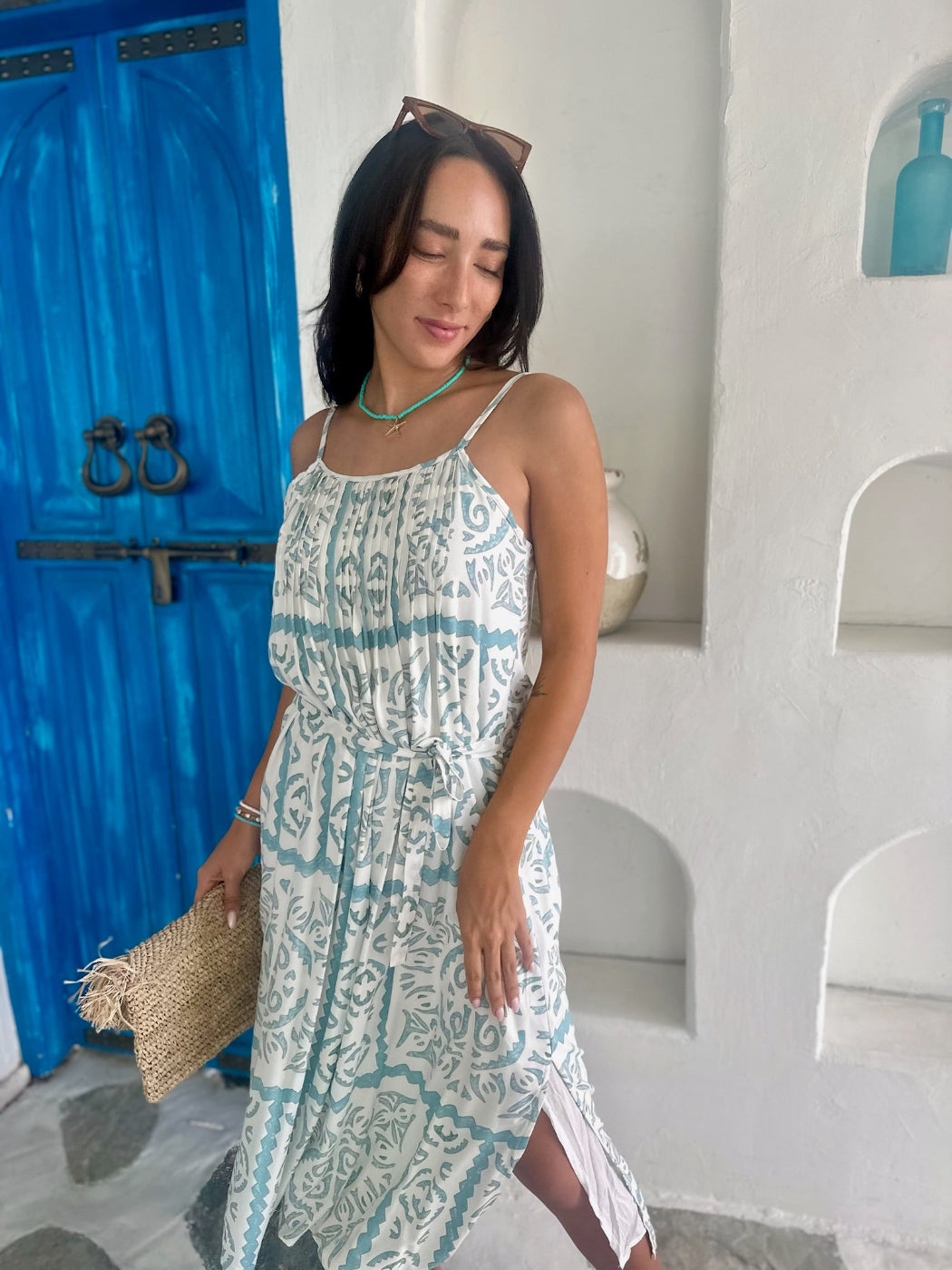 Ella Dress - Green Tile