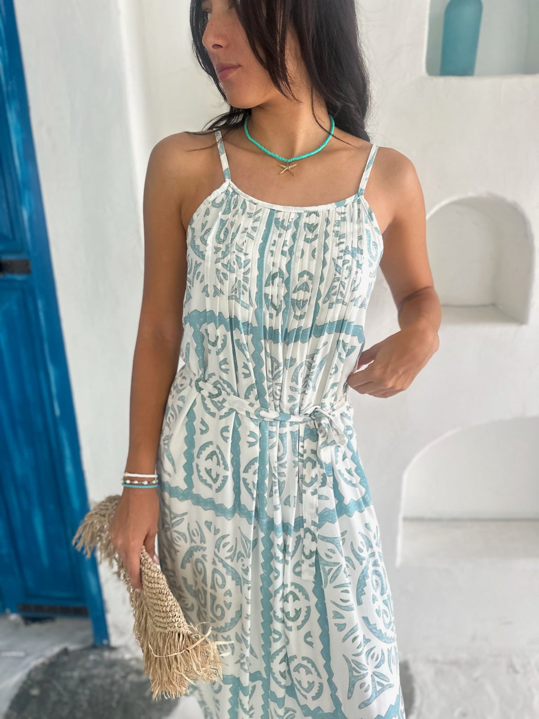Ella Dress - Green Tile
