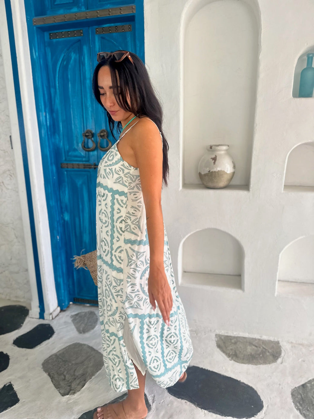 Ella Dress - Green Tile