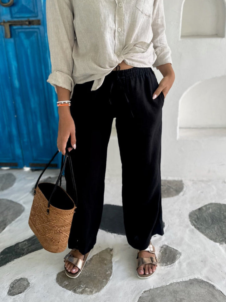 Linen Trousers - Black