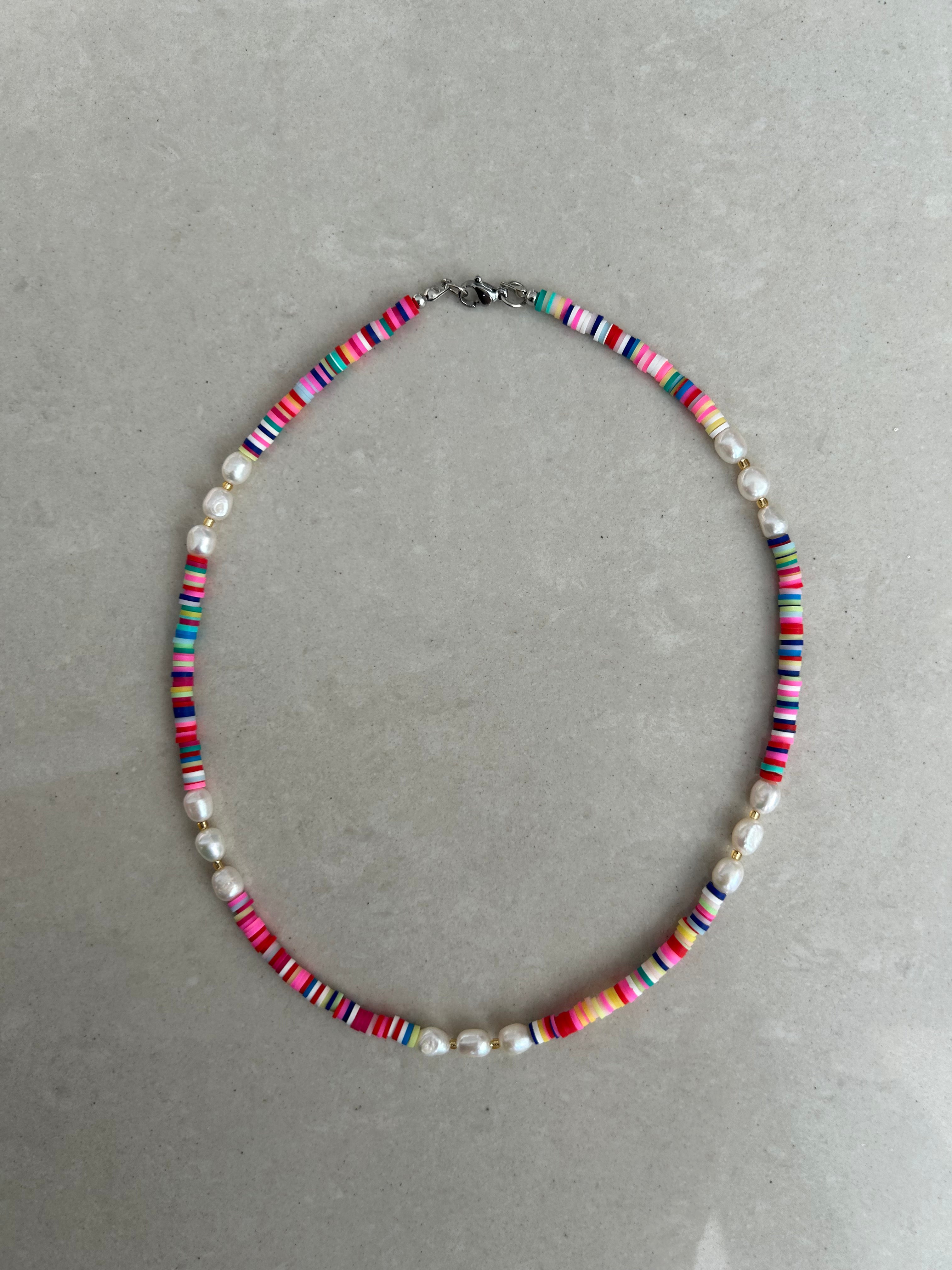 Rubber Bead and Pearl Necklace