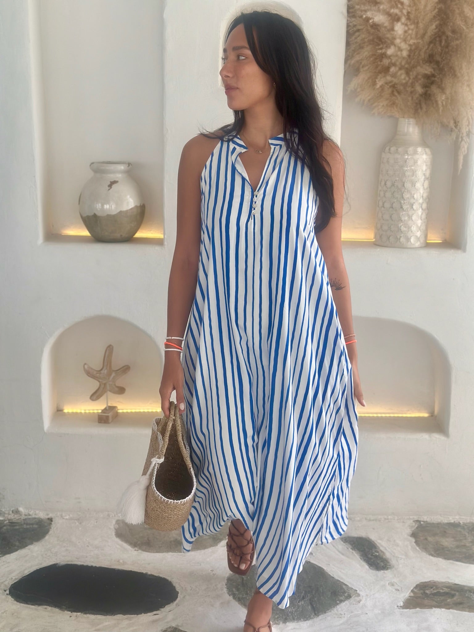 Remy Dress - Blue and White Stripe