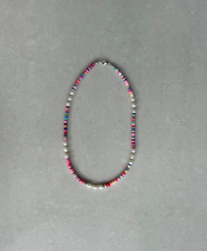 Rubber Bead and Pearl Necklace