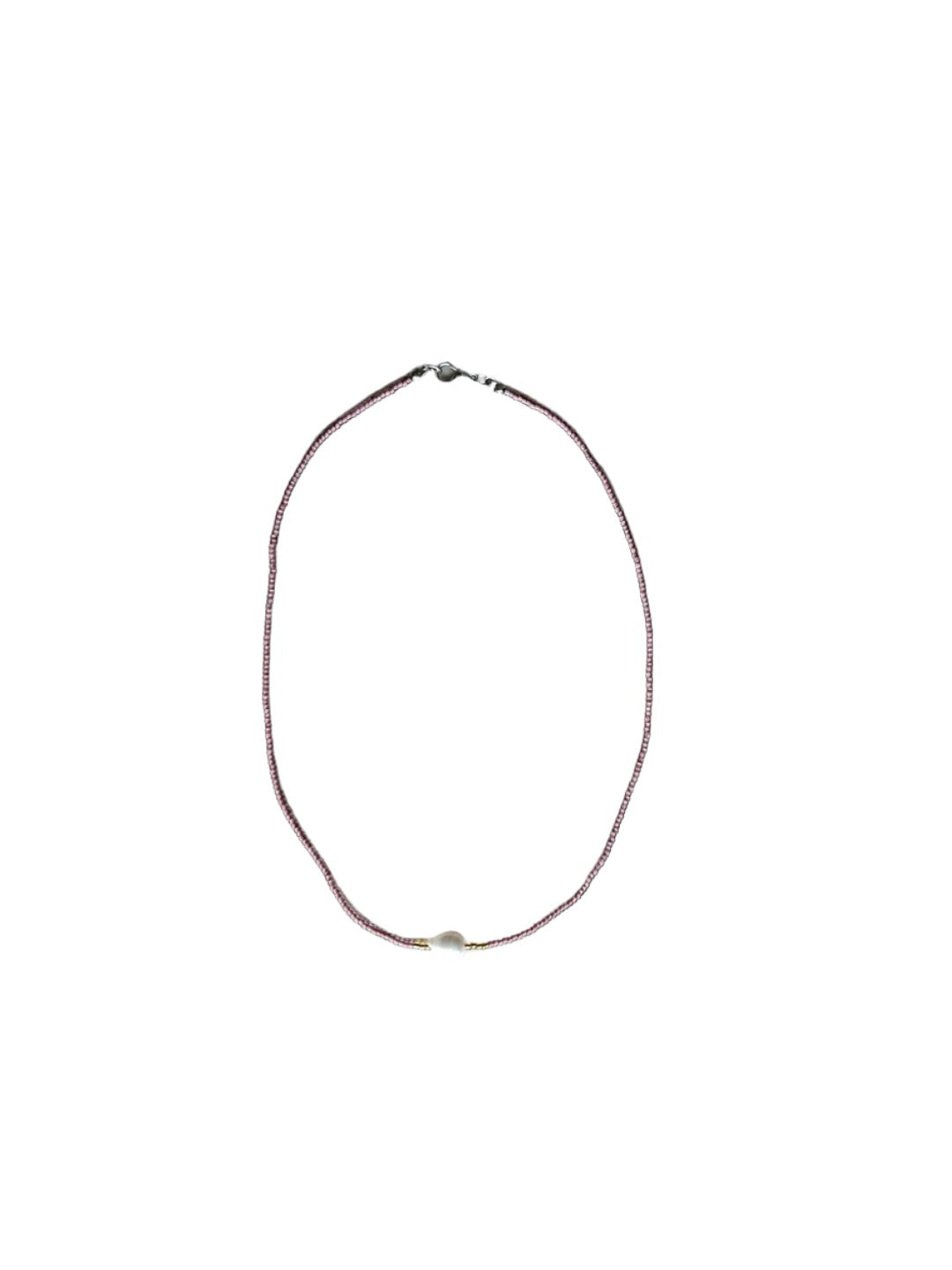 Seed Bead Necklace with Pearl - Soft Pink