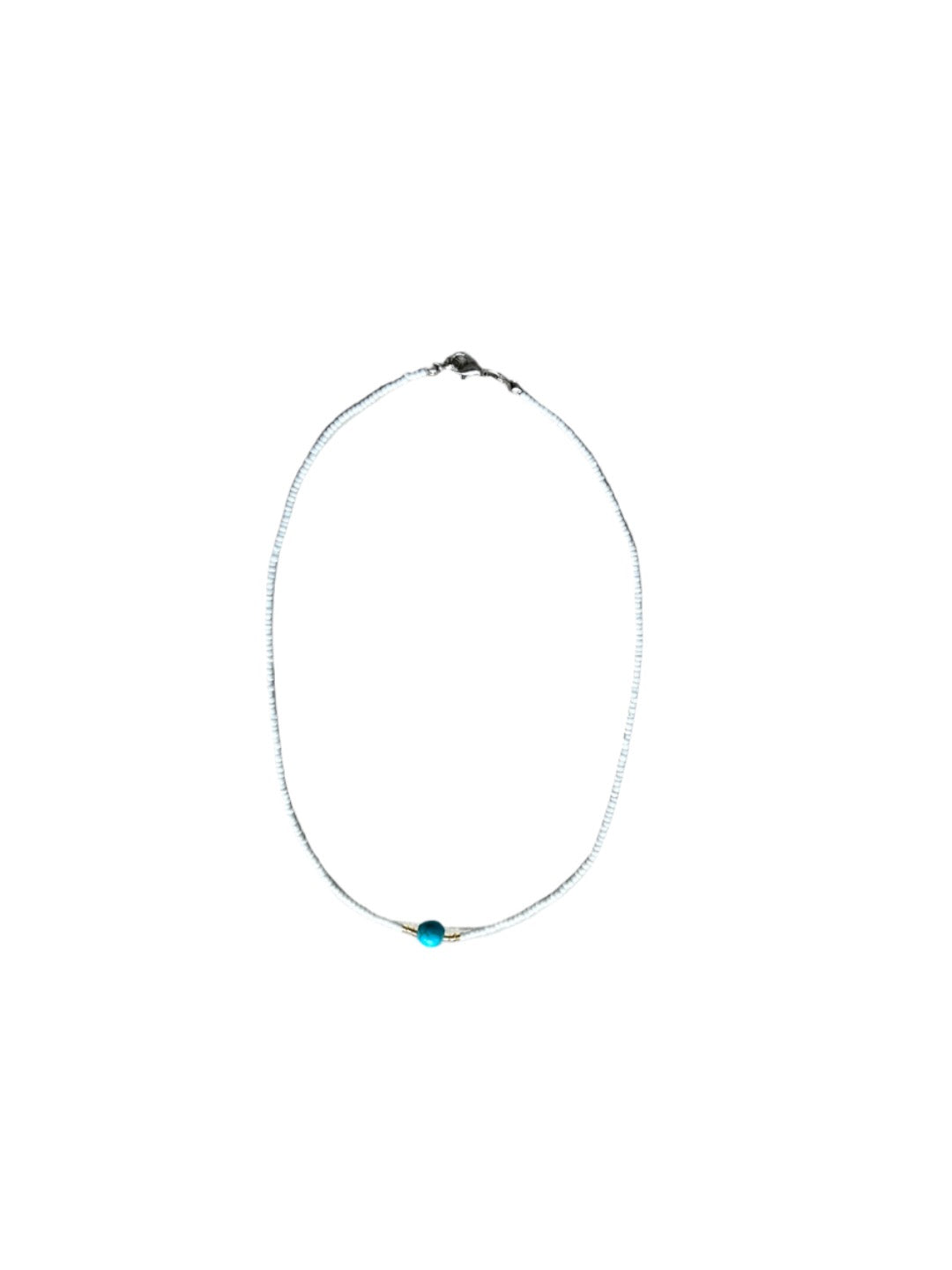 Seed Bead Necklace with Stone - White