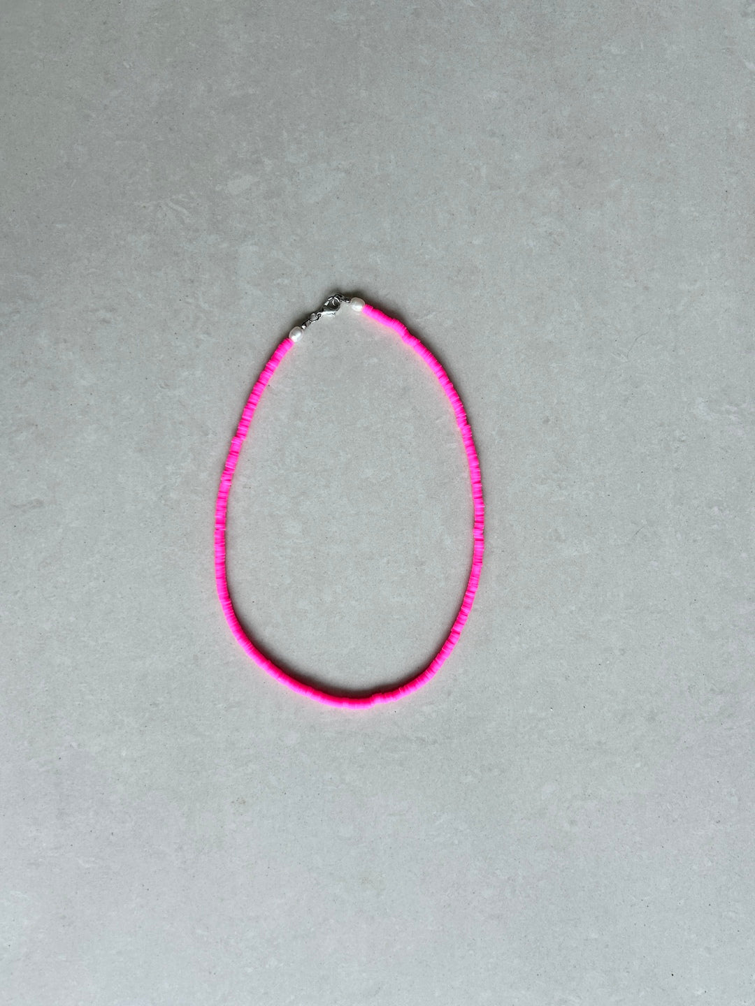 Rubber Bead Necklace - Bright Pink