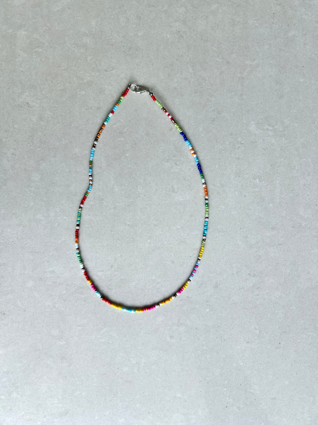 Seed Bead Necklace Short - Bright Multicolour