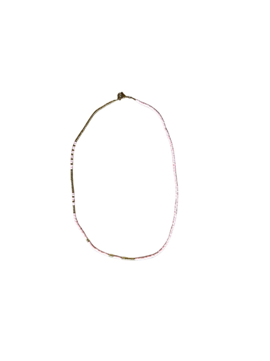Seed Bead Necklace Short - Pale Pink and Bronze