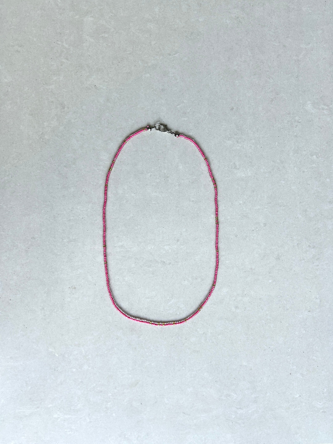 Seed Bead Necklace Short - Pink