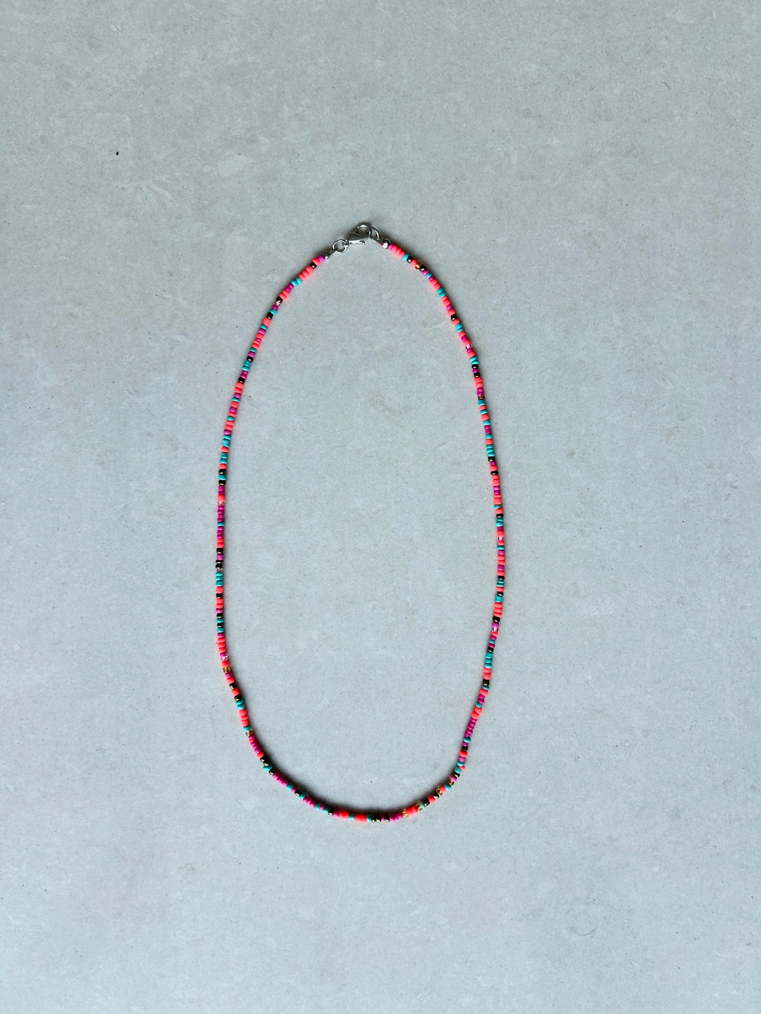 Seed Bead Necklace Long - Neon Multicolour