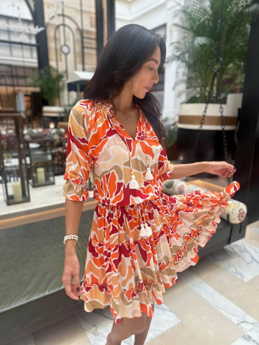 Gemma Dress - Orange Desert Flower