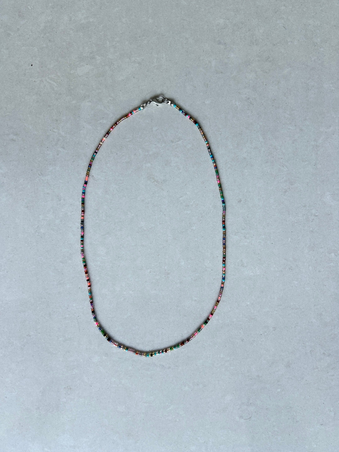 Seed Bead Necklace Long - Muted Multicolour