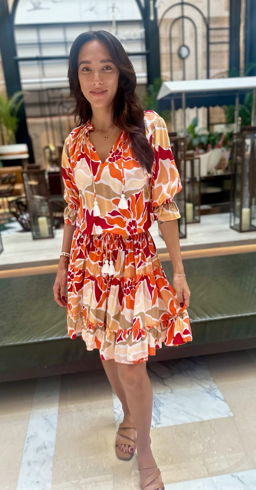 Gemma Dress - Orange Desert Flower