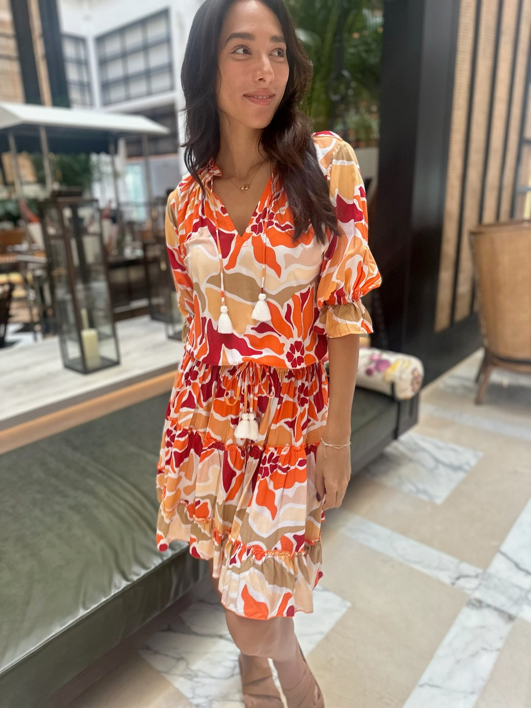 Gemma Dress - Orange Desert Flower