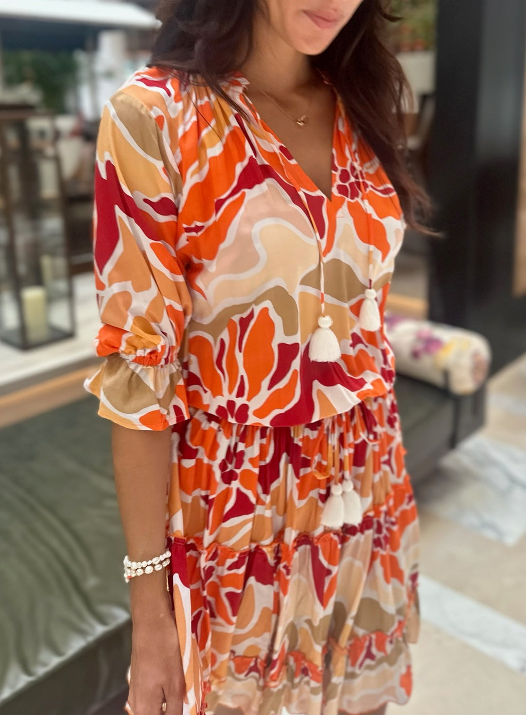 Gemma Dress - Orange Desert Flower