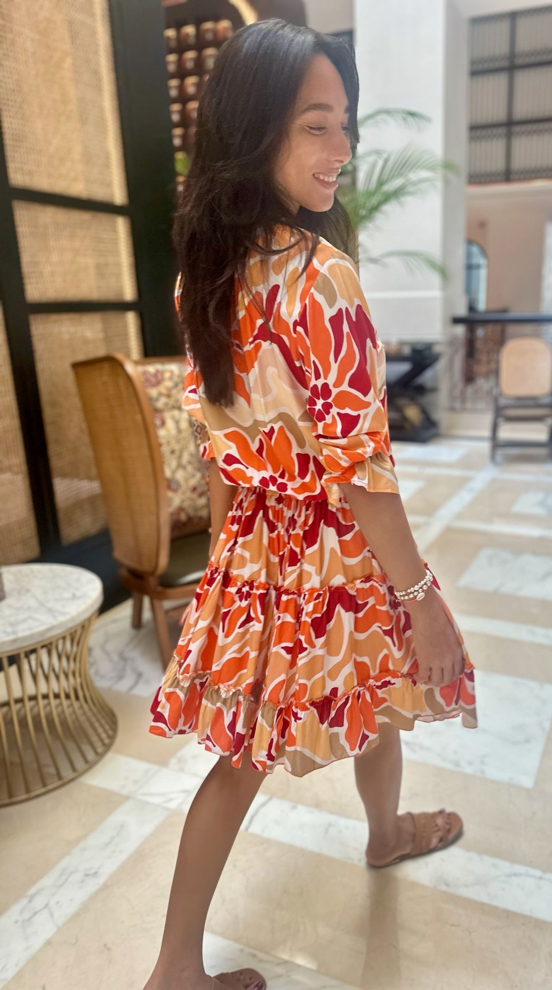 Gemma Dress - Orange Desert Flower