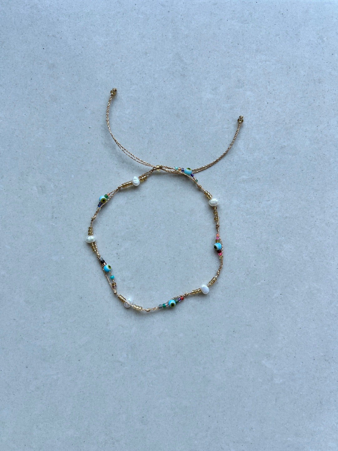 Evil Eye and Pearl Anklet - Multicolour