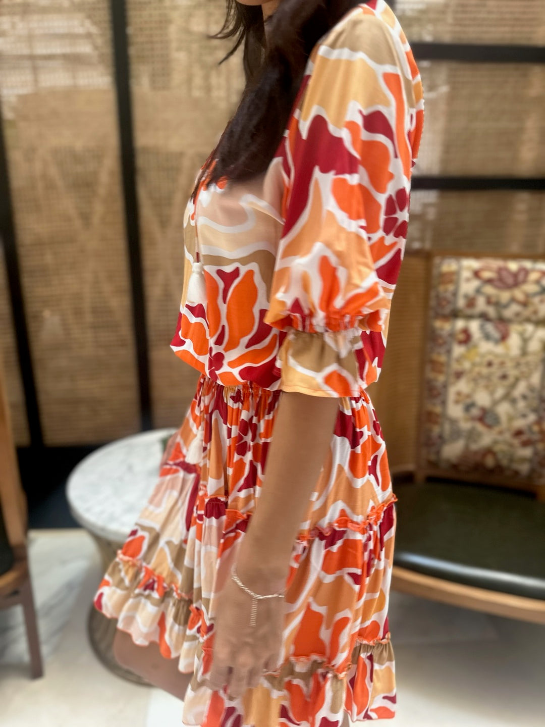 Gemma Dress - Orange Desert Flower