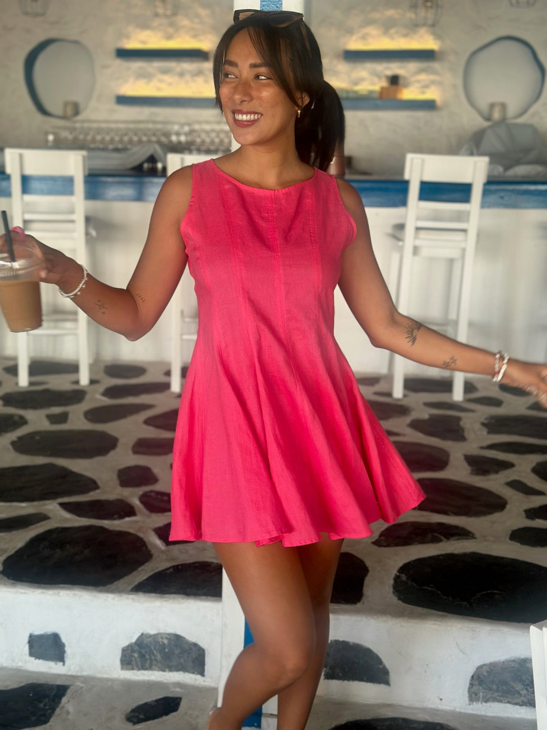 Charlie Dress - Raspberry Linen