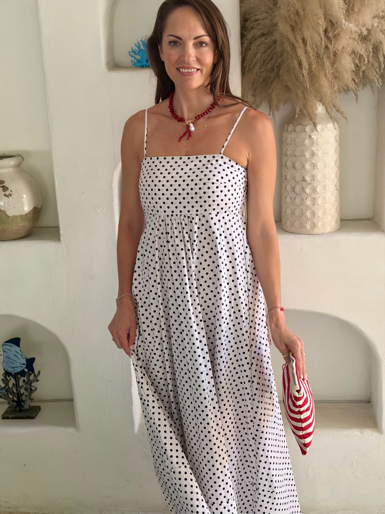 Polly Dress - White Polka Dot