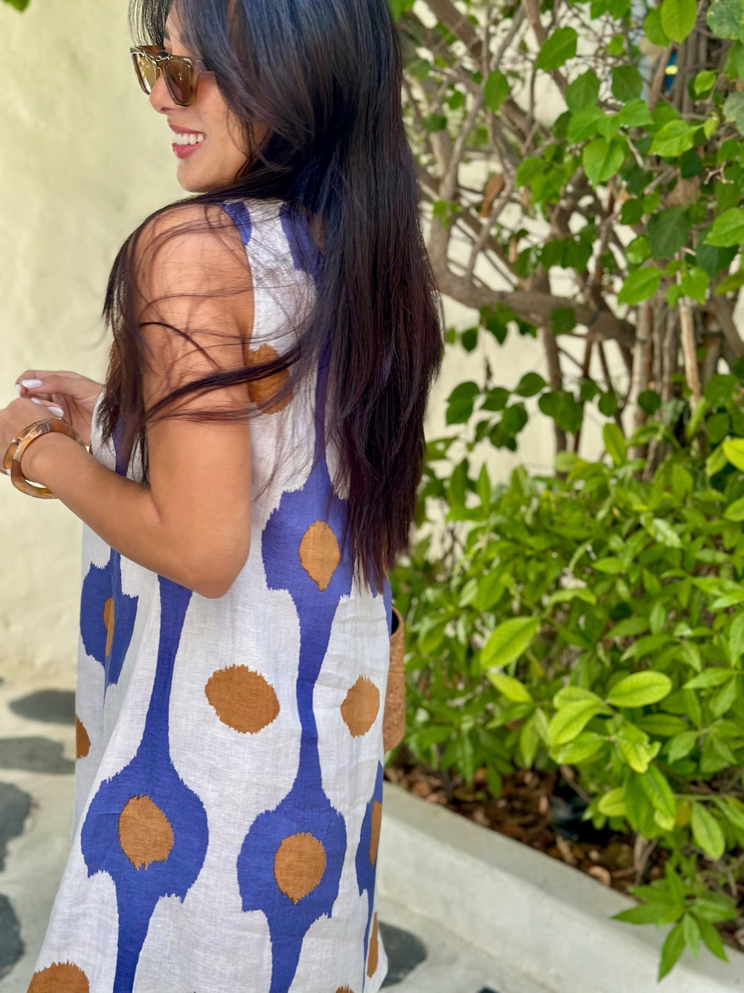 Sophie Dress - Blue Teardrop Linen