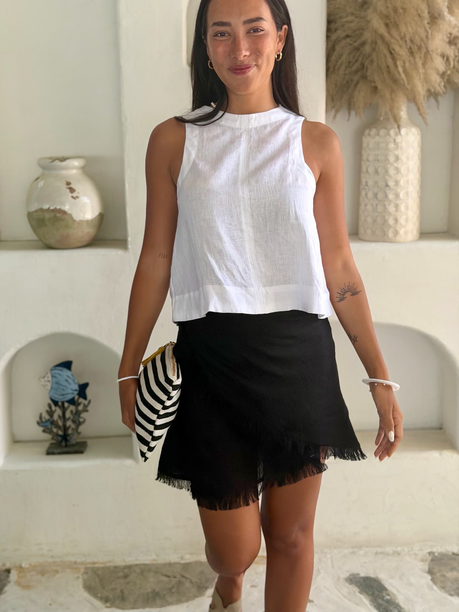 Shell Top Linen - White