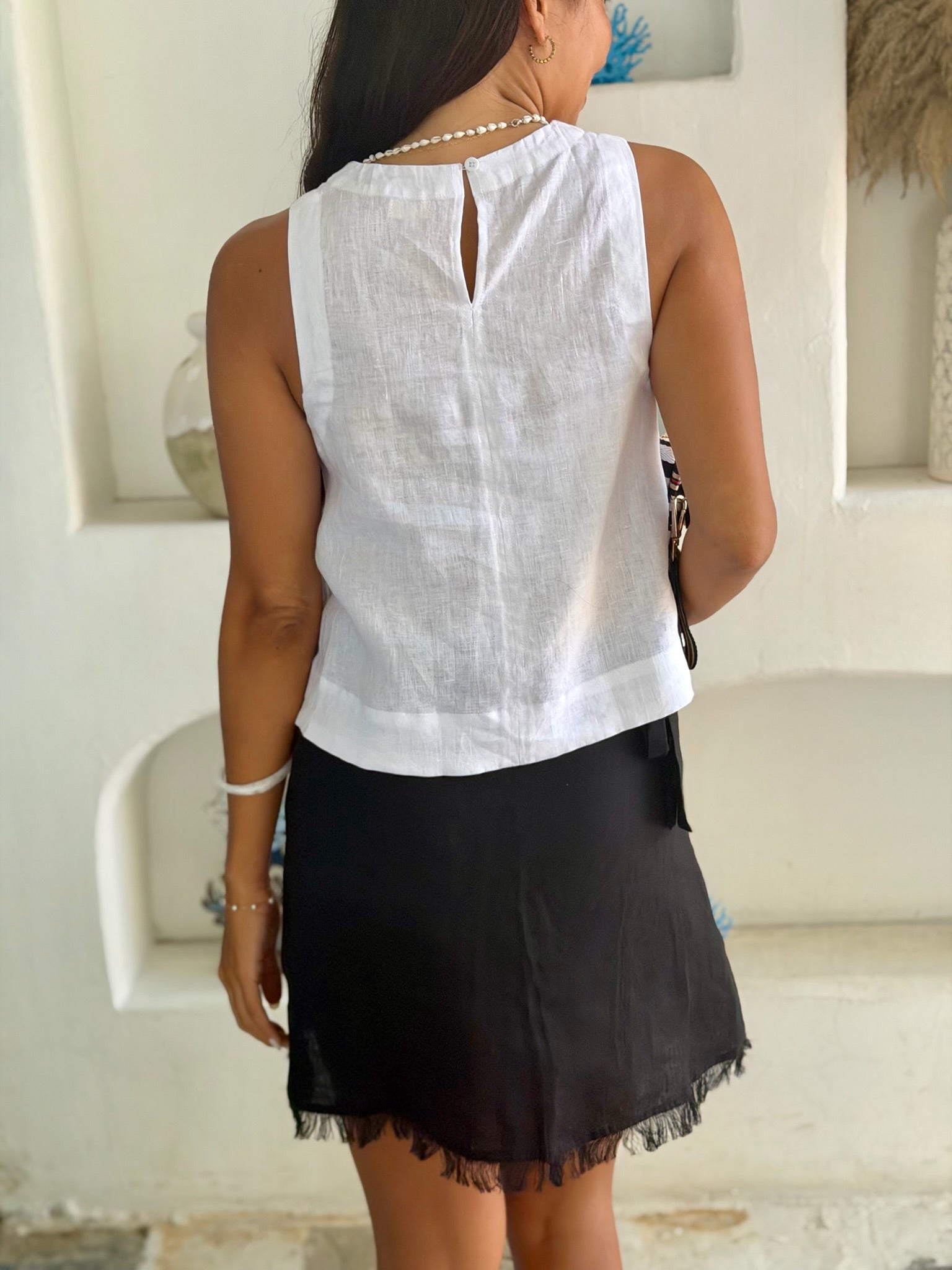 Shell Top Linen - White